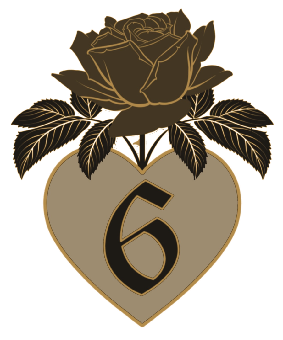 Six and Grace rose-and-heart six mark