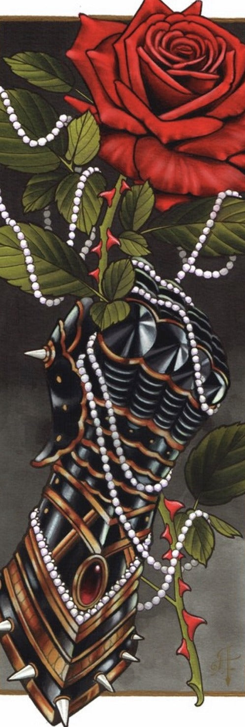 Rose, pearls and ornament, original painting by Antony Flemming