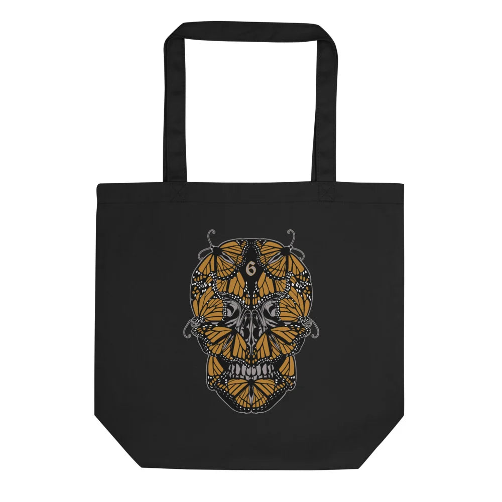 Black Butterfly Skull eco tote bag